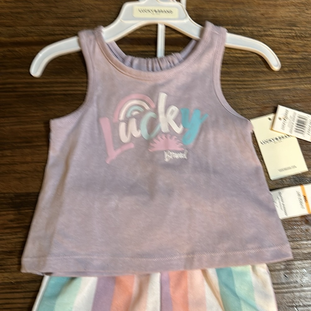 Baby girl Lucky Brand 2 piece short set, brand new with tags, $25 - Picture 2 of 5